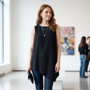 Aritzia Babaton Sz S Black Asymmetrical Side Slit Camisole